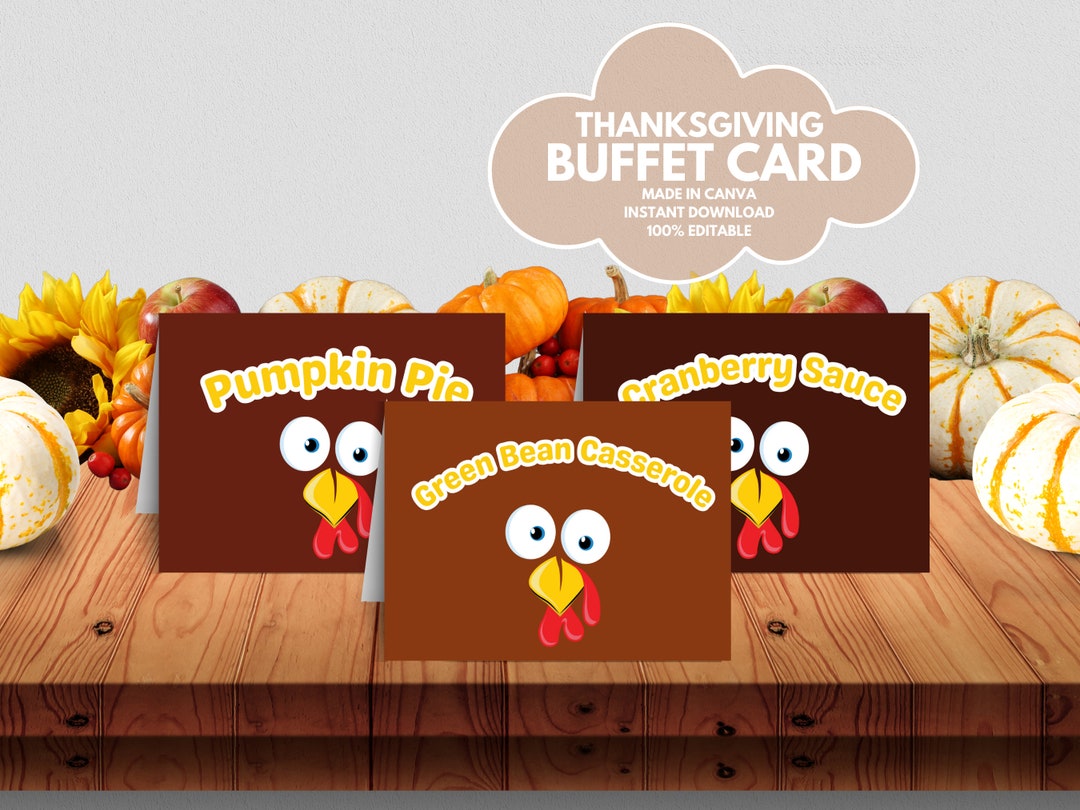 Printable Buffet Tent Card Template for Thanksgiving Buffet Etsy