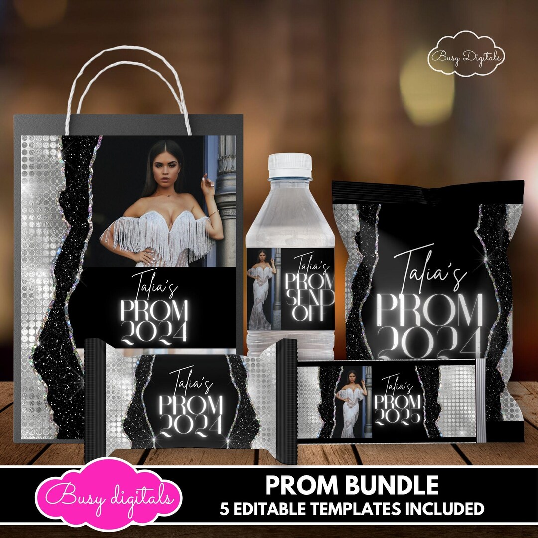 Prom Sweet Package Prom Treat Template Bundle, Prom Party Favor Canva Templates, Editable ...