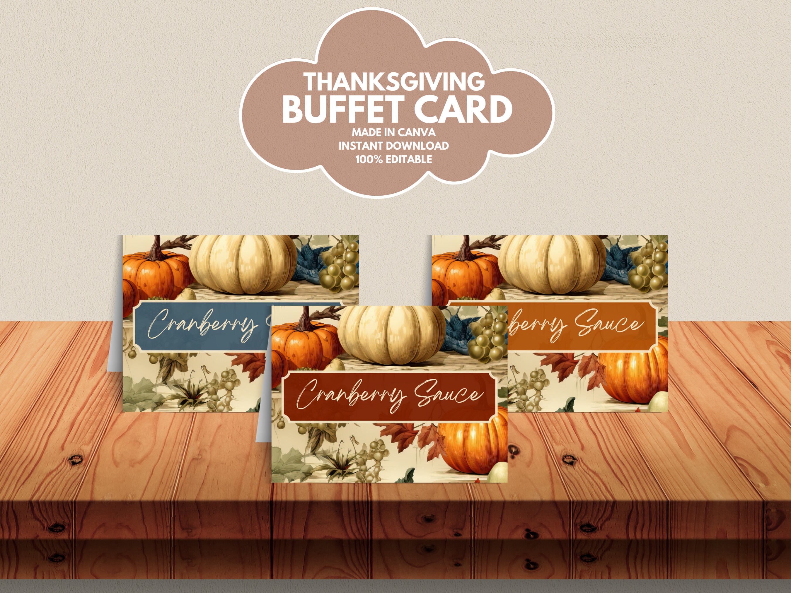 Printable Buffet Tent Card Template for Thanksgiving Buffet - Etsy