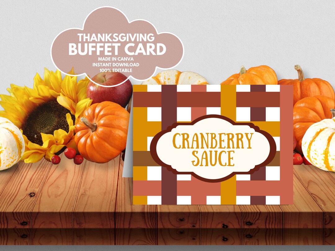 Buffet Tent Card Template for Thanksgiving Printable Food - Etsy