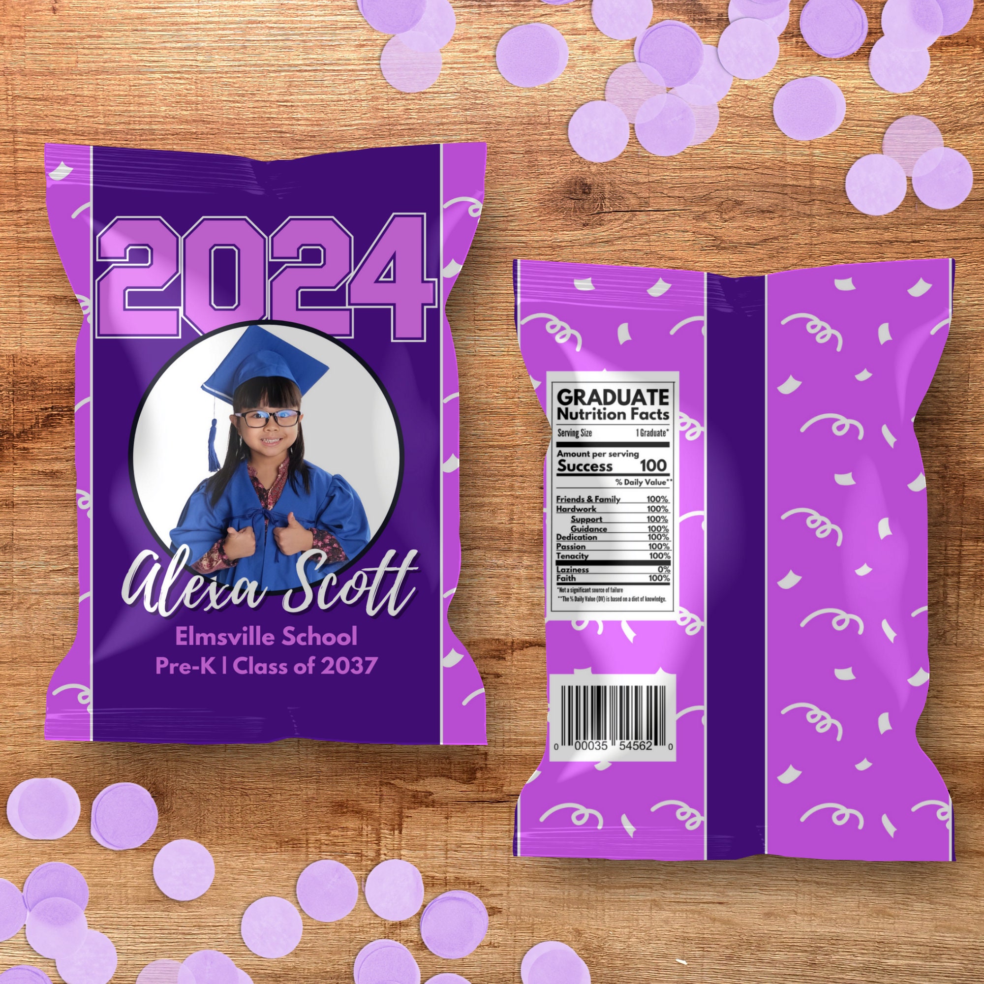 2024 Chip Bag Canva Template for Graduation, Canva Frame Template for