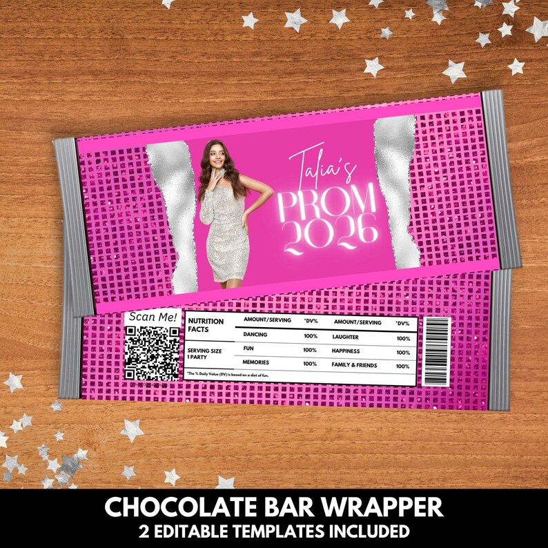 Bar Code For Prom Prom Send off Favor Template Bundle, 2026 Party Favor Canva Templates ...