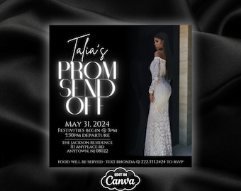 Prom Send off Flyer, Canva Template for prom celebration, IG prom invite, Class of 2024 Prom invitation, Editable Event Flyer for prom BD125