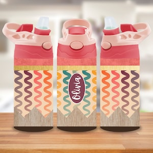 Retro Waves Kids Tumbler Wrap, 12 oz Kids Tumbler Wrap, Sippy Cup PNG for School Lunch, Pencil Tumbler PNG for Children Flip top Tumbler