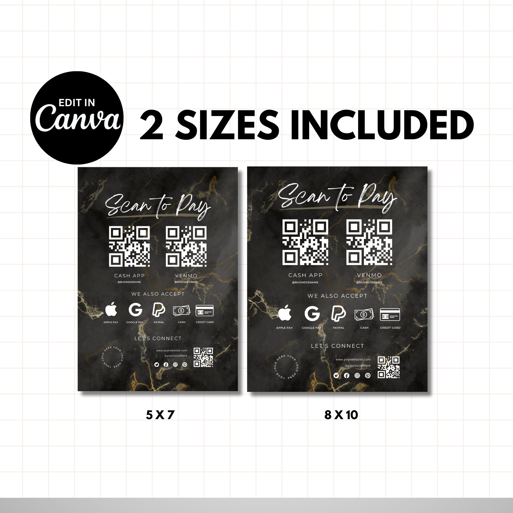Editable Scan to Pay Card QR Payment Sign Scan to Order - Etsy