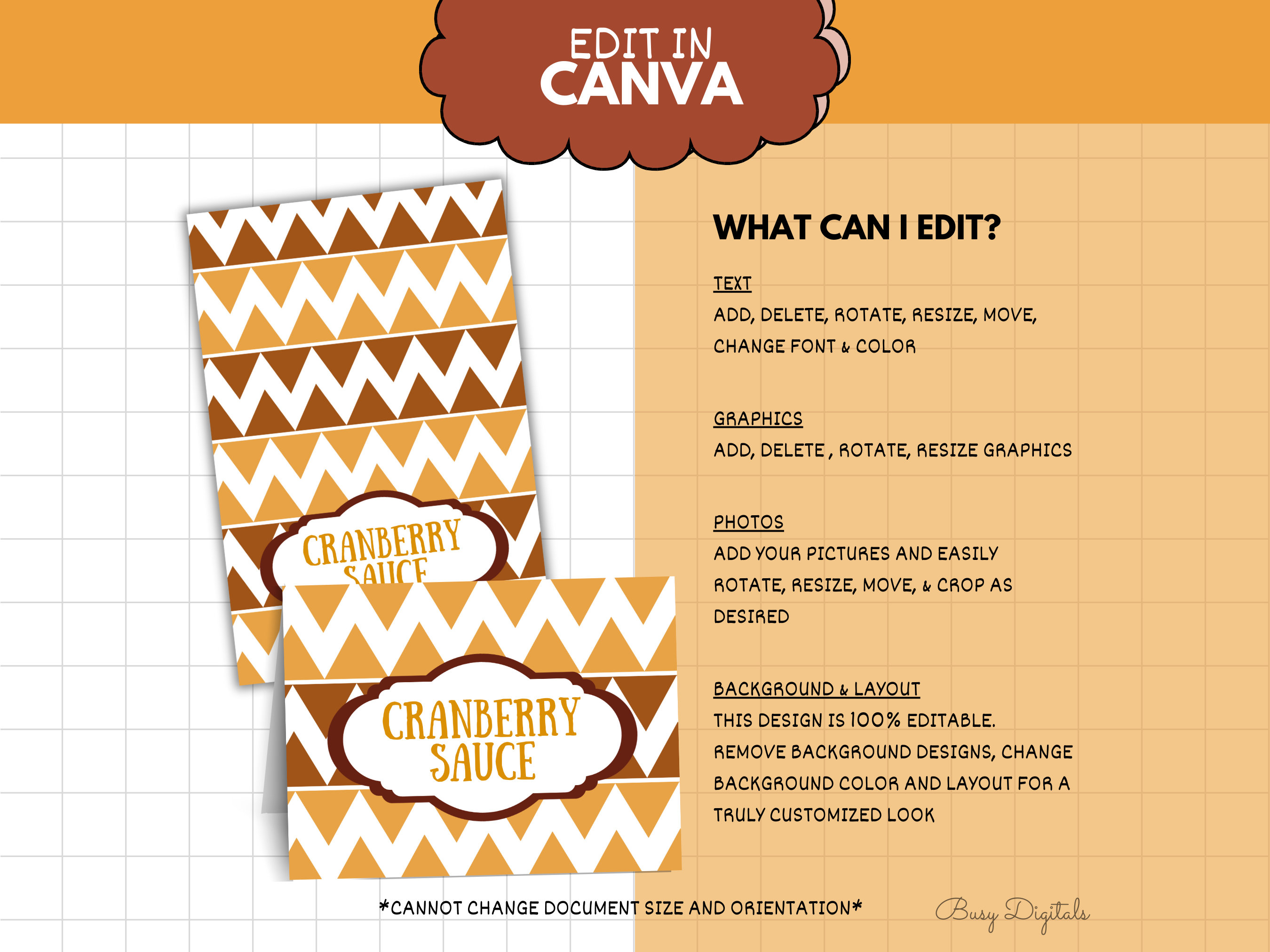Buffet Tent Card Template for Thanksgiving Printable Food - Etsy