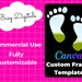 BABY FEET Canva Frame | Fully Customizable Template for Print on Demand, Printables for Baby Showers, 1st Birthdays, Gender Reveals and more 