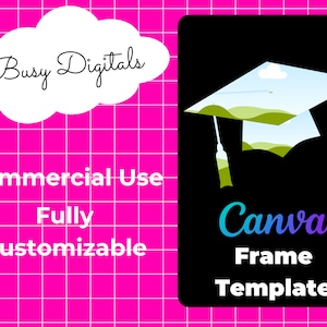 Moldura de lona para boné de formatura | Modelo Canva | Turma de 2024 | Projetos de impressão sob demanda, Cricut e Silhueta de formatura | Uso comercial