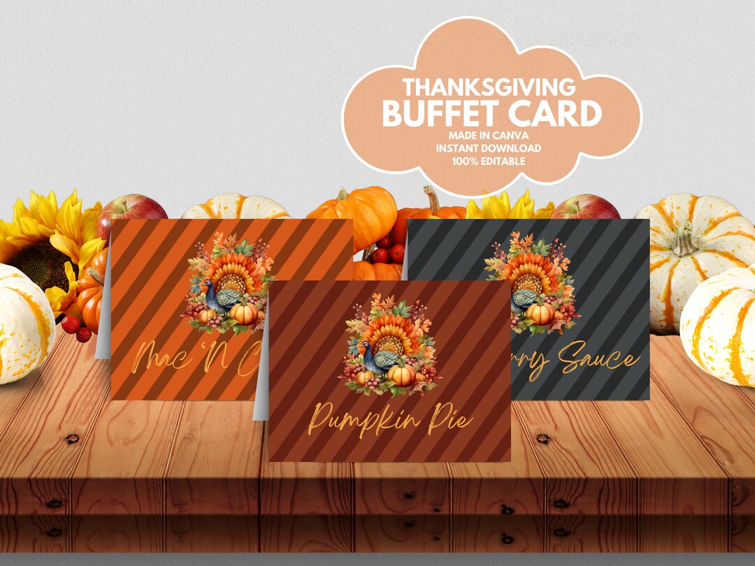 Printable Thanksgiving Buffet Tent Card Template for Turkey Etsy