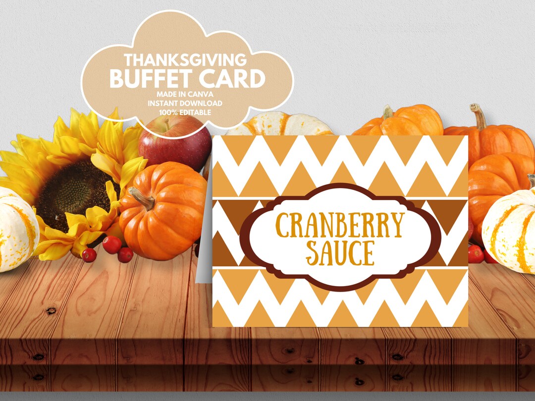Buffet Tent Card Template for Thanksgiving Printable Food Etsy