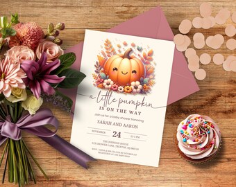 Little Pumpkin Baby Shower Invitation Template, Boho Baby Shower Invite, Gender Neutral Baby Shower Invite, Fall Baby Shower Invite, BB191