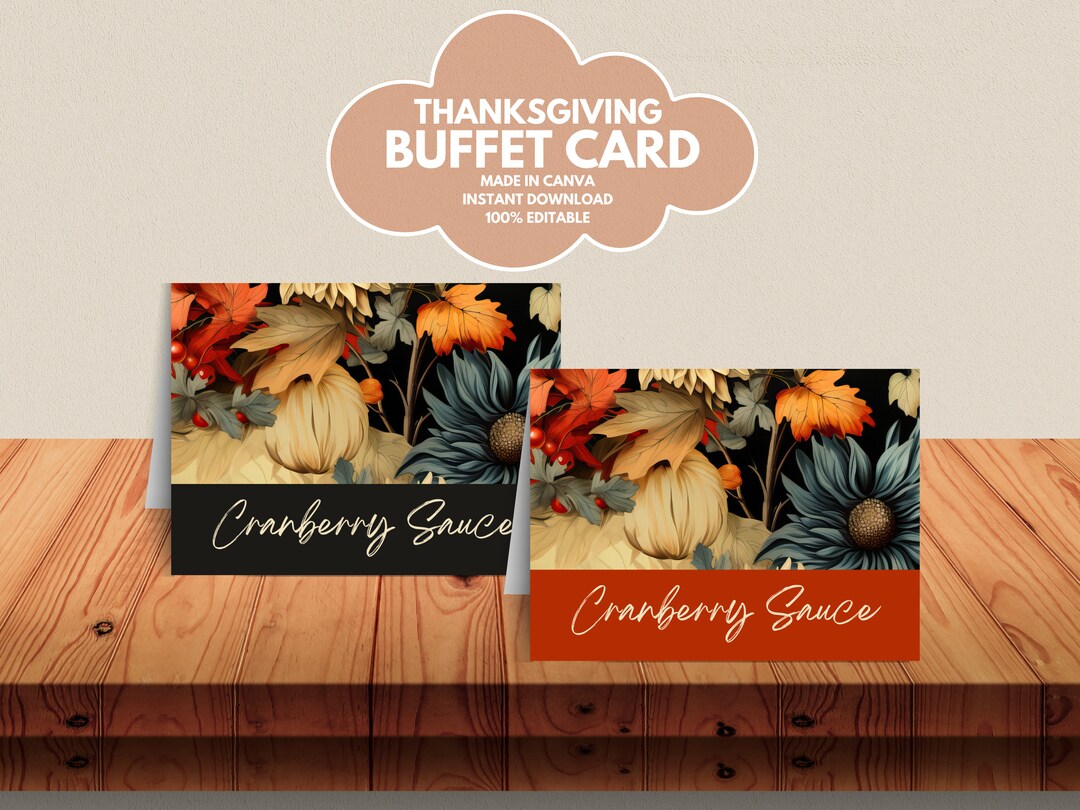 Printable Buffet Tent Card Template for Thanksgiving Buffet Etsy