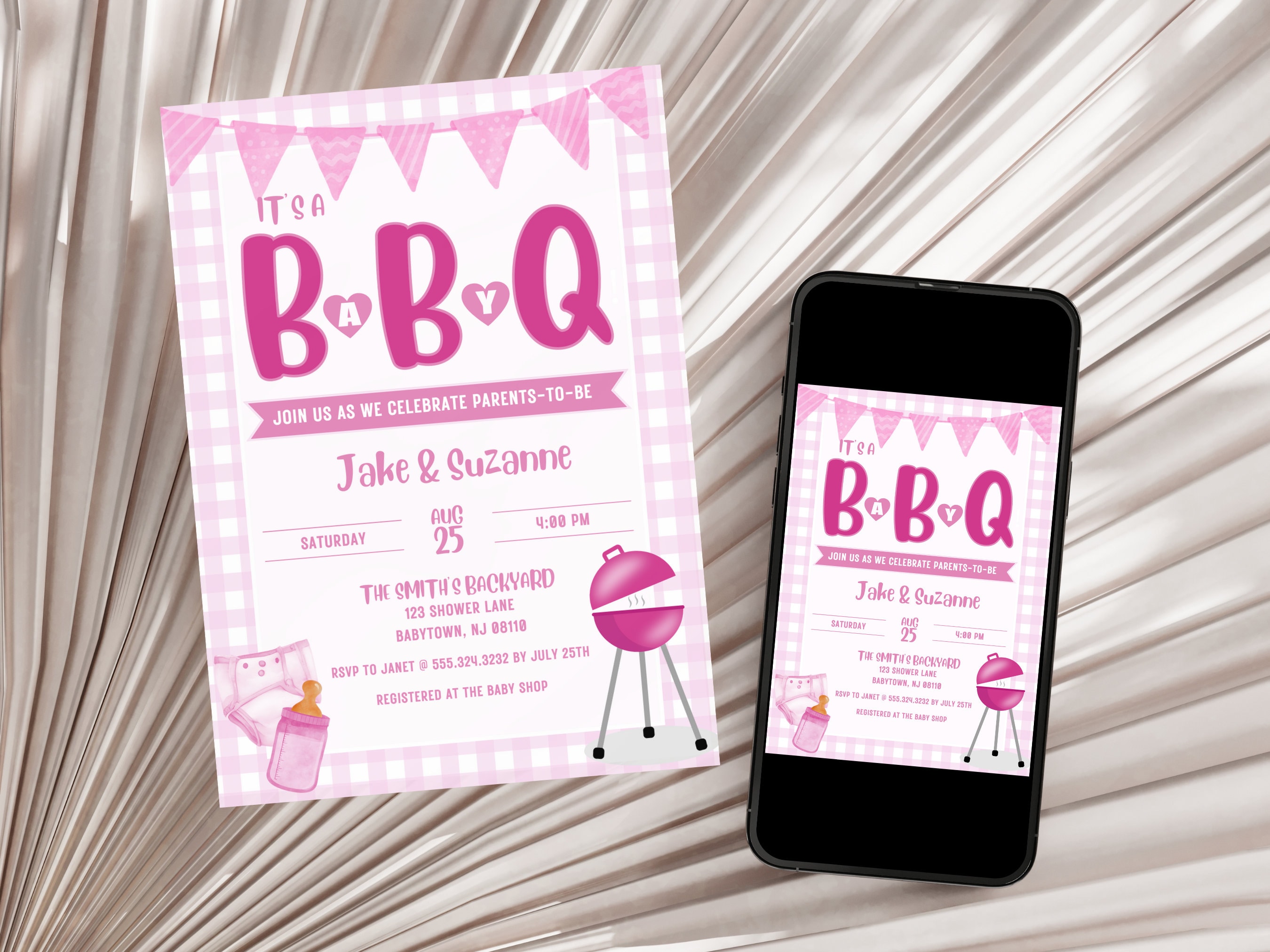 BBQ Baby Shower Invitation Template, Editable Baby-q Canva Template ...