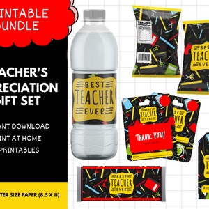 Chip Bags & mehr für die Wertschätzung von Lehrern, sofortiger Download, druckbare Etiketten für Snacks und Getränke, einzigartiger Weihnachtsgeschenkkorb für Lehrer