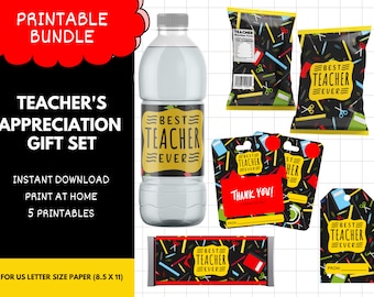 Chip Bags & More for Teacher Appreciation, Instant Download, Printable Labels for Snacks and Drinks, Unique Teacher Christmas Gift Basket
