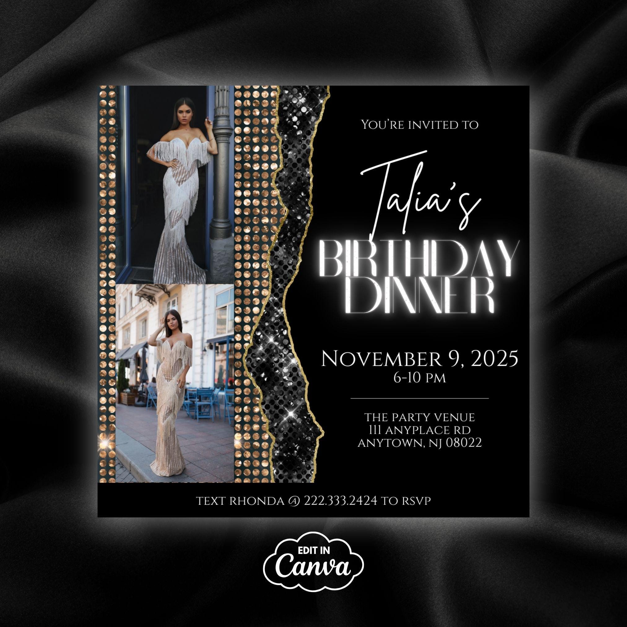 Birthday Party Invitation Template, Editable IG Flyer Canva Template ...