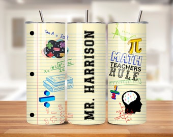 Back to School Math Teachers Tumbler Wrap, 20 oz Skinny Straight Tumbler Design, Math Teacher Tumbler PNG for Instant Download, B2S04