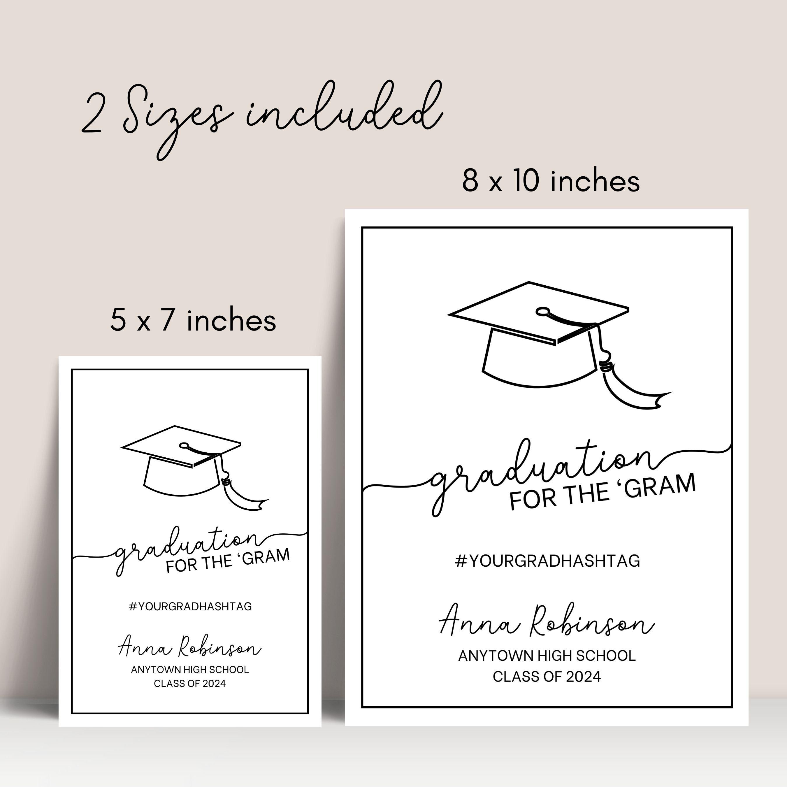 Graduation IG Table Sign Template, Editable Hashtag Sign Canva Template ...
