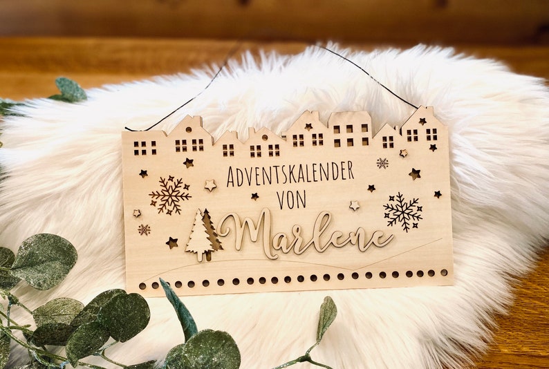 DIY Adventskalender mit LED zum selbst befüllen, Personalisiert, ohne Säckchen, Bild 3