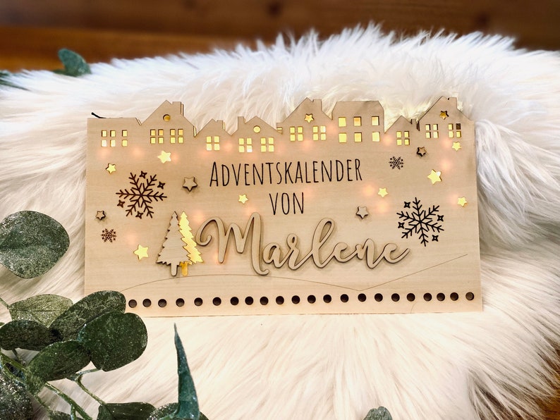 DIY Adventskalender mit LED zum selbst befüllen, Personalisiert, ohne Säckchen, Bild 2