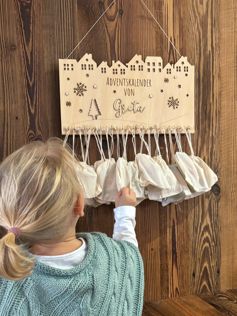 DIY Adventskalender mit LED zum selbst befüllen, Personalisiert, ohne Säckchen, Bild 9