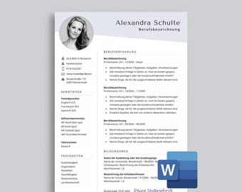 German Resume Template Word Professional CV with Cover Letter & Cover Page Job Application