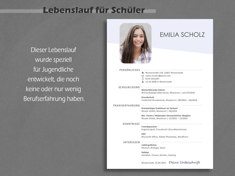 Lebenslaufvorlage Schüler Vorlage Schüler Lebenslauf Schülerpraktikum Bewerbung Praktikum Ausbildung Lebenslauf Vorlage Schüler Deutsch Word image 2