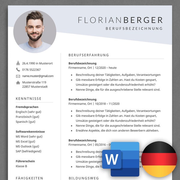 Bewerbungsvorlage Lebenslauf Vorlage Deutsch Bewerbung Vorlage Bewerbungsvorlagen Deutsch Word CV Vorlage Word moderner Lebenslauf Deutsch