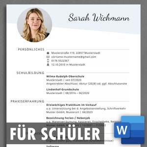 vorlage schüler lebenslauf