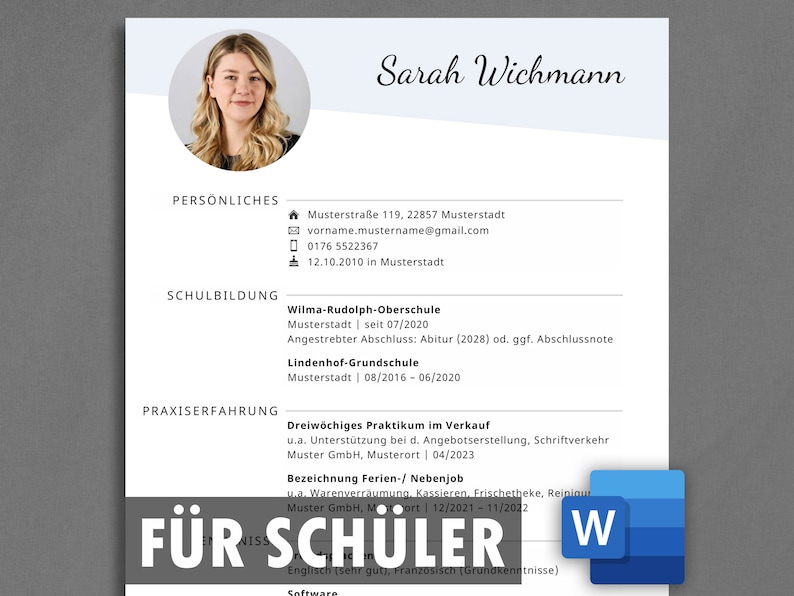 vorlage schüler lebenslauf