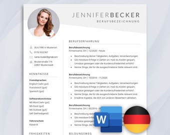 Bewerbungsvorlagen | Lebenslauf Vorlage für Word | CV German | moderner Lebenslauf deutsch | Bewerbung | CV Vorlage | CV Template German