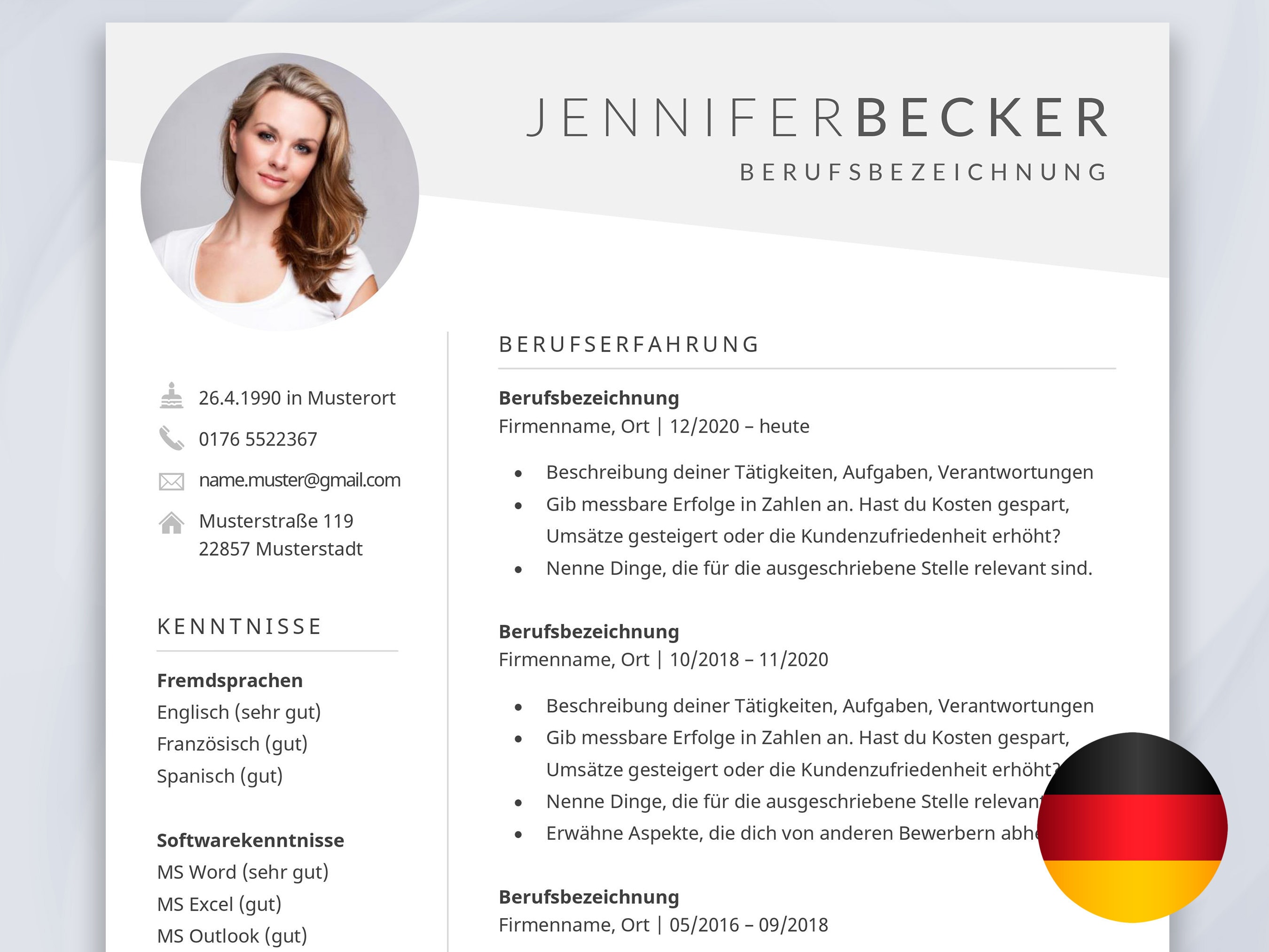 Bewerbungsvorlagen Lebenslauf Vorlage für Word CV German Etsy Schweiz