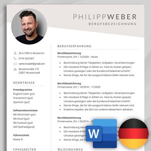 Bewerbungsvorlagen Word | Bewerbung Word | Lebenslauf Vorlage Deutsch | CV Vorlage | CV Template German | moderne Bewerbungsvorlage