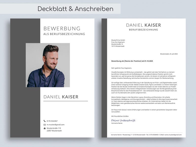 Deckblatt bewerbung