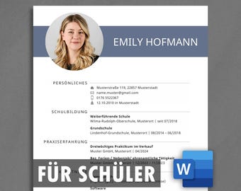 Lebenslaufvorlage Word Lebenslauf Vorlage Schüler Bewerbungsvorlage Schülerpraktikum Bewerbung