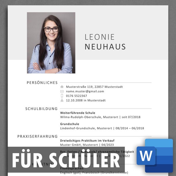 Lebenslaufvorlage Schüler Vorlage Schüler Lebenslauf Schülerpraktikum Bewerbung Praktikum Ausbildung Lebenslauf Vorlage Schüler Deutsch Word