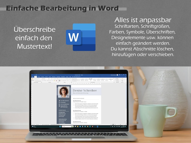 Moderne Bewerbungsvorlage Word Lebenslauf Vorlage Deutsch Bewerbung Vorlage Bewerbungsvorlagen Deutsch CV Vorlage Word Bewerbungsmappe Bild 6
