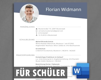 Lebenslauf Schüler Bewerbung Praktikum Ausbildung Schülerpraktikum Lebenslaufvorlage Schüler Word tabellarischer Lebenslauf Vorlage Schüler
