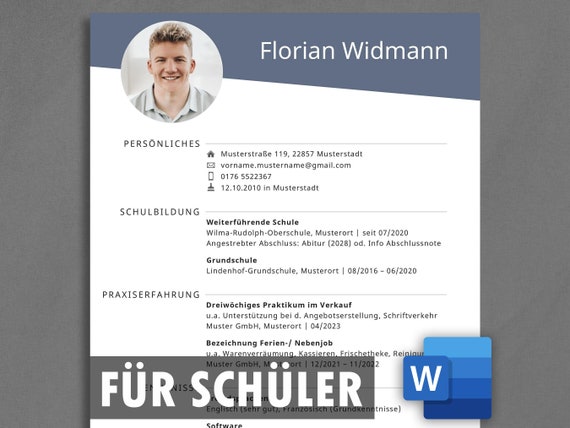 Lebenslauf Schüler Bewerbung Praktikum Ausbildung Schülerpraktikum Lebenslaufvorlage Schüler Word tabellarischer Lebenslauf Vorlage Schüler