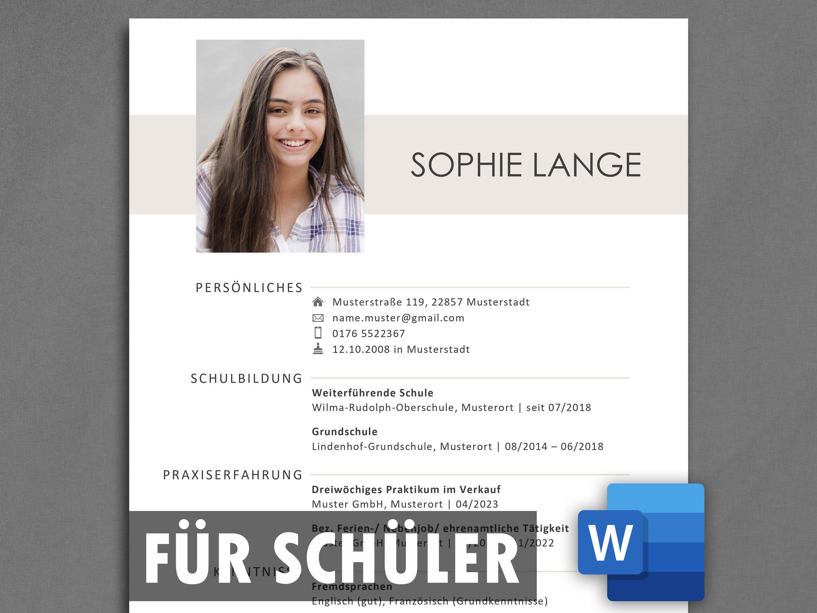 Lebenslauf Vorlage Schüler Pdf Kostenlos www.etsy.com