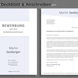 Pu&ograve; includere: Una lettera di presentazione per una candidatura. La lettera &egrave; scritta in tedesco ed &egrave; indirizzata a Frau Hagmann. La lettera &egrave; datata Musterstadt, 28 giugno 2010. La lettera &egrave; di Marlin Seeberger ed &egrave; per uno stage studentesco come agente doganale.