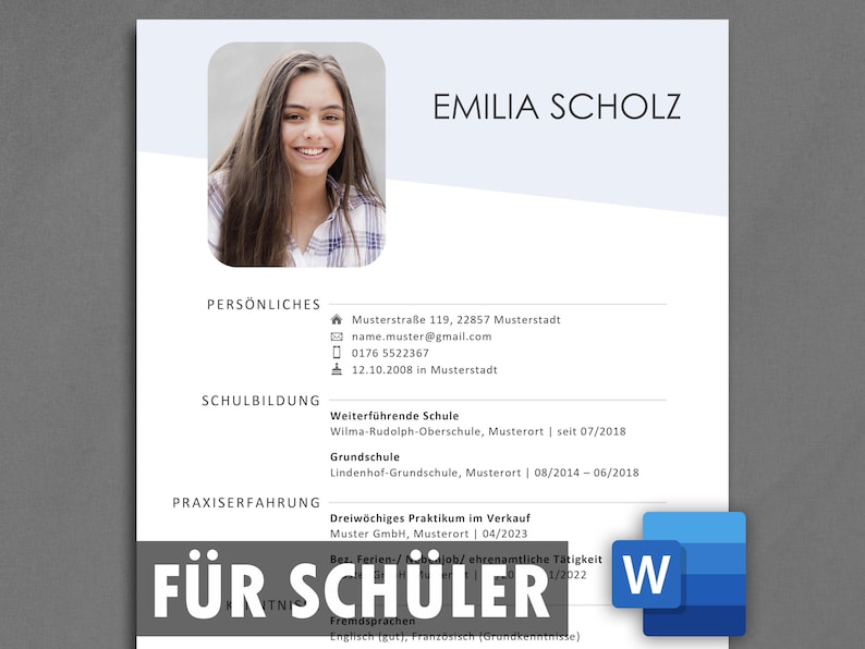 Lebenslaufvorlage Schüler Vorlage Schüler Lebenslauf Schülerpraktikum Bewerbung Praktikum Ausbildung Lebenslauf Vorlage Schüler Deutsch Word image 1