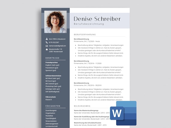 Moderne Bewerbungsvorlage Word Lebenslauf Vorlage Deutsch Bewerbung Vorlage Bewerbungsvorlagen Deutsch CV Vorlage Word Bewerbungsmappe