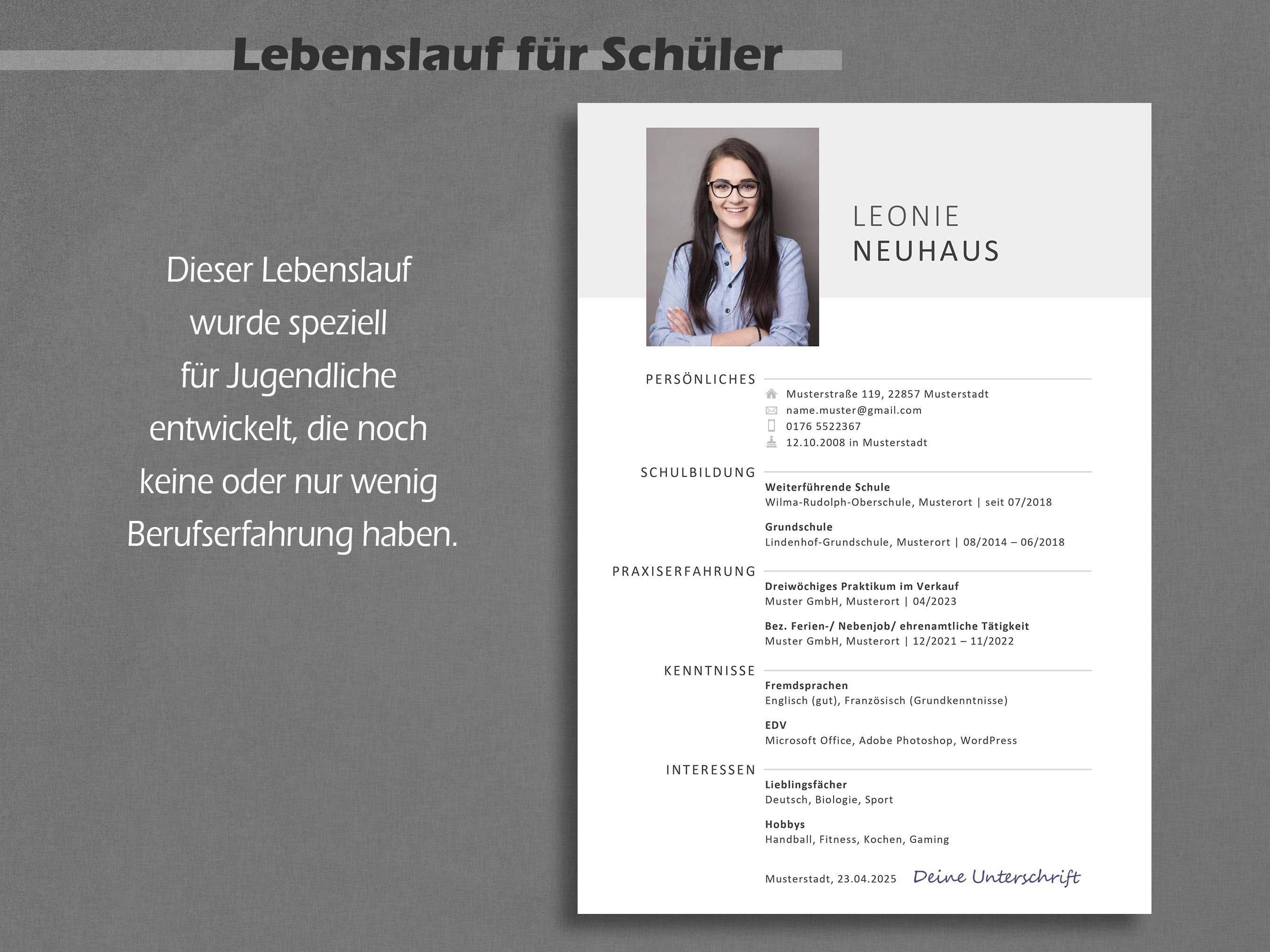 Lebenslauf Vorlage Für Ein Schülerpraktikum www.etsy.com