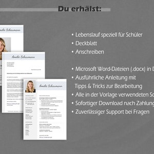 Peut inclure: Un t&eacute;l&eacute;chargement num&eacute;rique d'un mod&egrave;le de CV pour les &eacute;tudiants. Le mod&egrave;le comprend une lettre de motivation, un CV et des instructions. Le mod&egrave;le est au format Microsoft Word et est con&ccedil;u pour &ecirc;tre utilis&eacute; en format DIN A4.