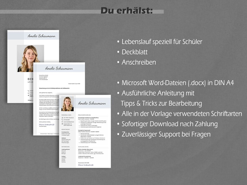 Peut inclure: Un t&eacute;l&eacute;chargement num&eacute;rique d'un mod&egrave;le de CV pour les &eacute;tudiants. Le mod&egrave;le comprend une lettre de motivation, un CV et des instructions. Le mod&egrave;le est au format Microsoft Word et est con&ccedil;u pour &ecirc;tre utilis&eacute; en format DIN A4.