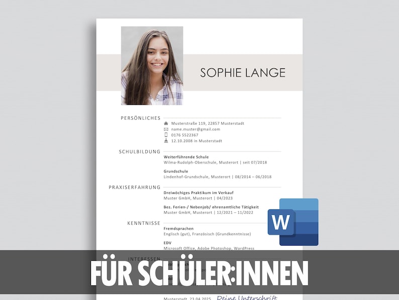 Schüler Lebenslauf Vorlage Schüler Bewerbung Praktikum Ausbildung Schülerpraktikum Lebenslauf Schüler Bewerbungsvorlage Schüler Word image 1