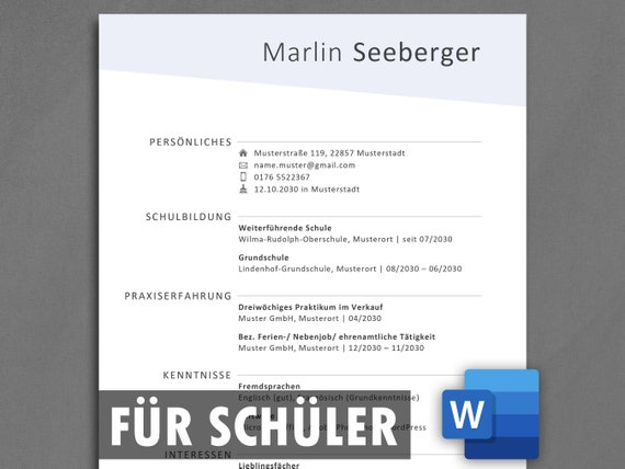 Schüler Lebenslauf Vorlage Schüler Bewerbung Praktikum Ausbildung Schülerpraktikum Lebenslauf Schüler Bewerbungsvorlage Schüler Word