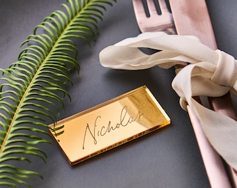 Personalised Mirror Gold Wedding Place Setting