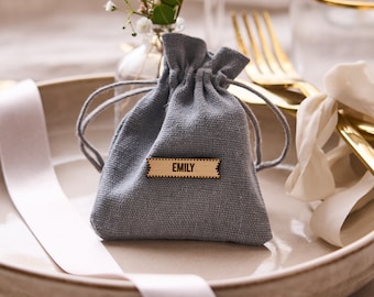 Personalised Grey Wedding Favour Bag